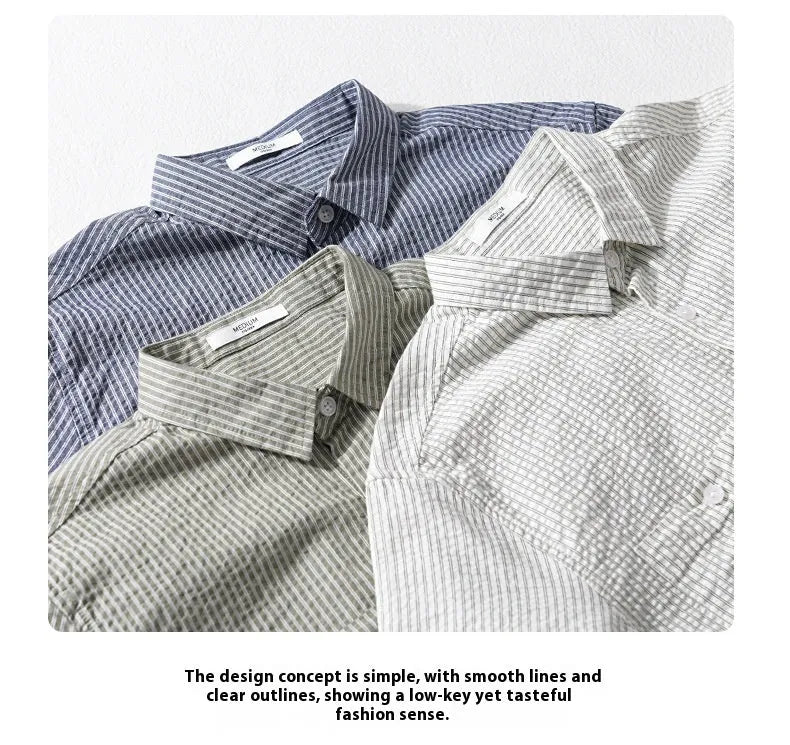 Men's short sleeve casual cotton shirt in white, loose fit, summer style
