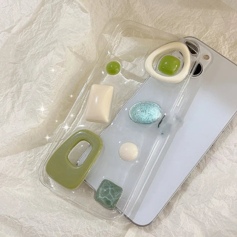 Solid avocado green dripping glue phone case for iPhone 15 14 13 12 11 Pro Max Plus Mini SE