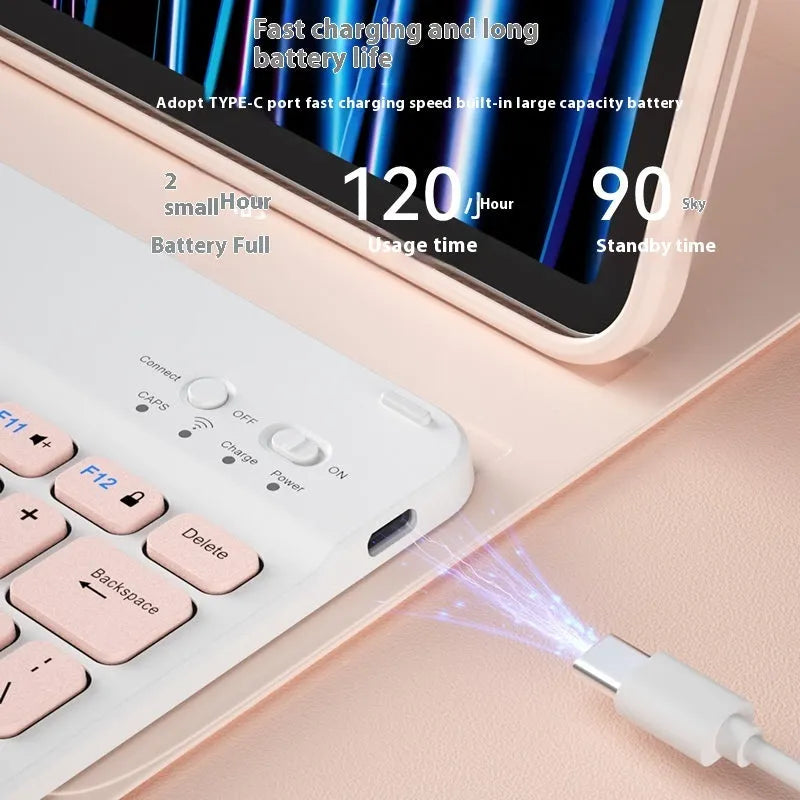 Bluetooth wireless keyboard for tablets in elegant white colour with USB-C charging cable