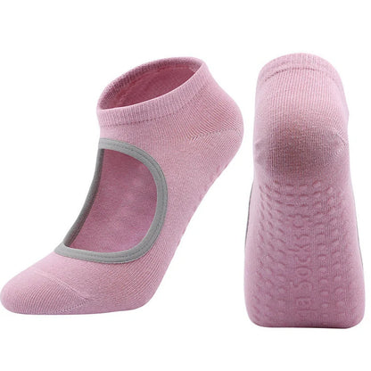 Yoga socks with silicone grip patterns on sole in bean green colour