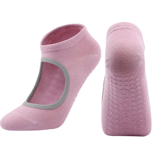 Yoga socks with silicone grip patterns on sole in bean green colour