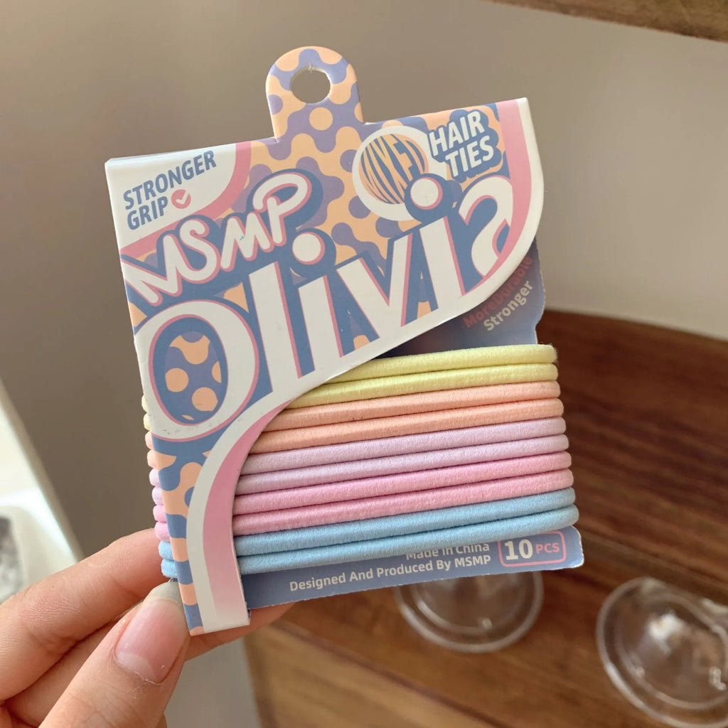 Assorted candy colour braided elastic hair bands showing textured design and flexibility
