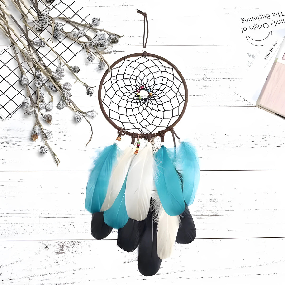 Ancient Dream dreamcatcher feather wind chime hanging ornament in 16x50cm size