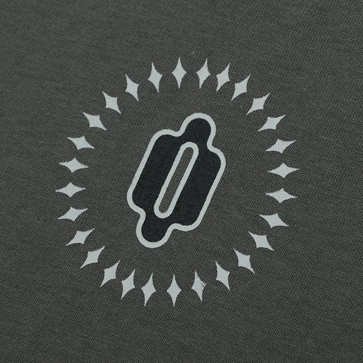 Grey loose fit cotton pullover sweater with drop shoulders and pattern letters design