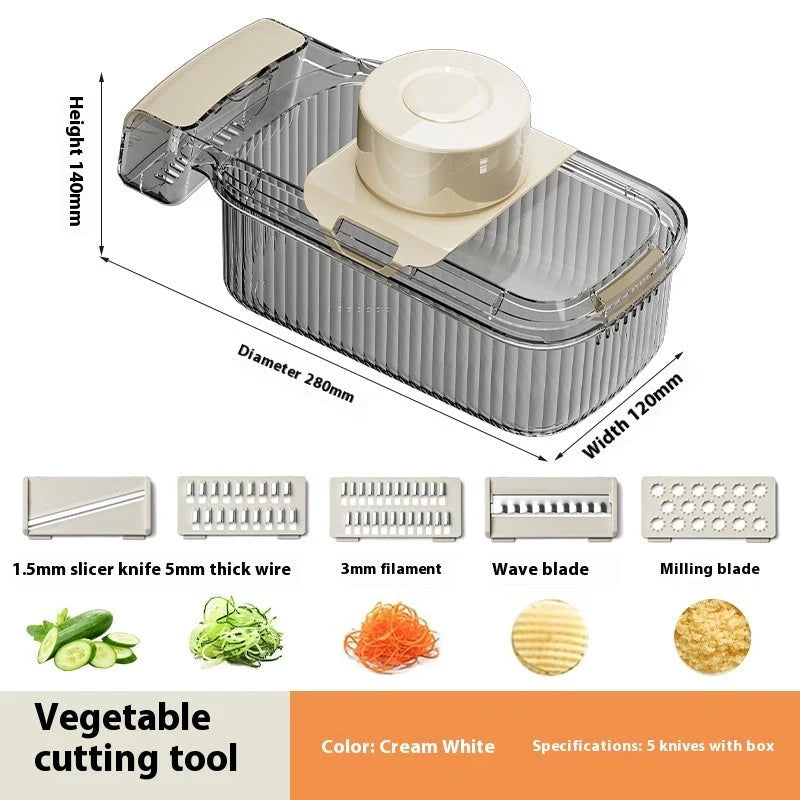 2in1 multifunctional vegetable cutter with five replaceable blades for efficient food preparation