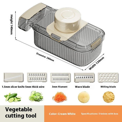 2in1 multifunctional vegetable cutter with five replaceable blades for efficient food preparation