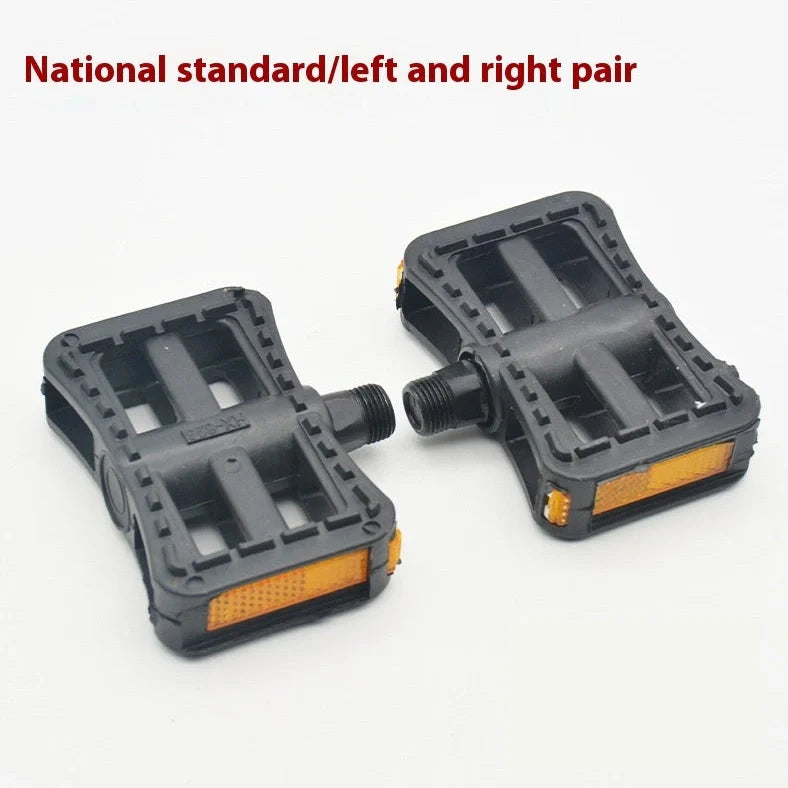 Aluminium alloy folding bike pedals showing extended and folded positions with colour pairing options