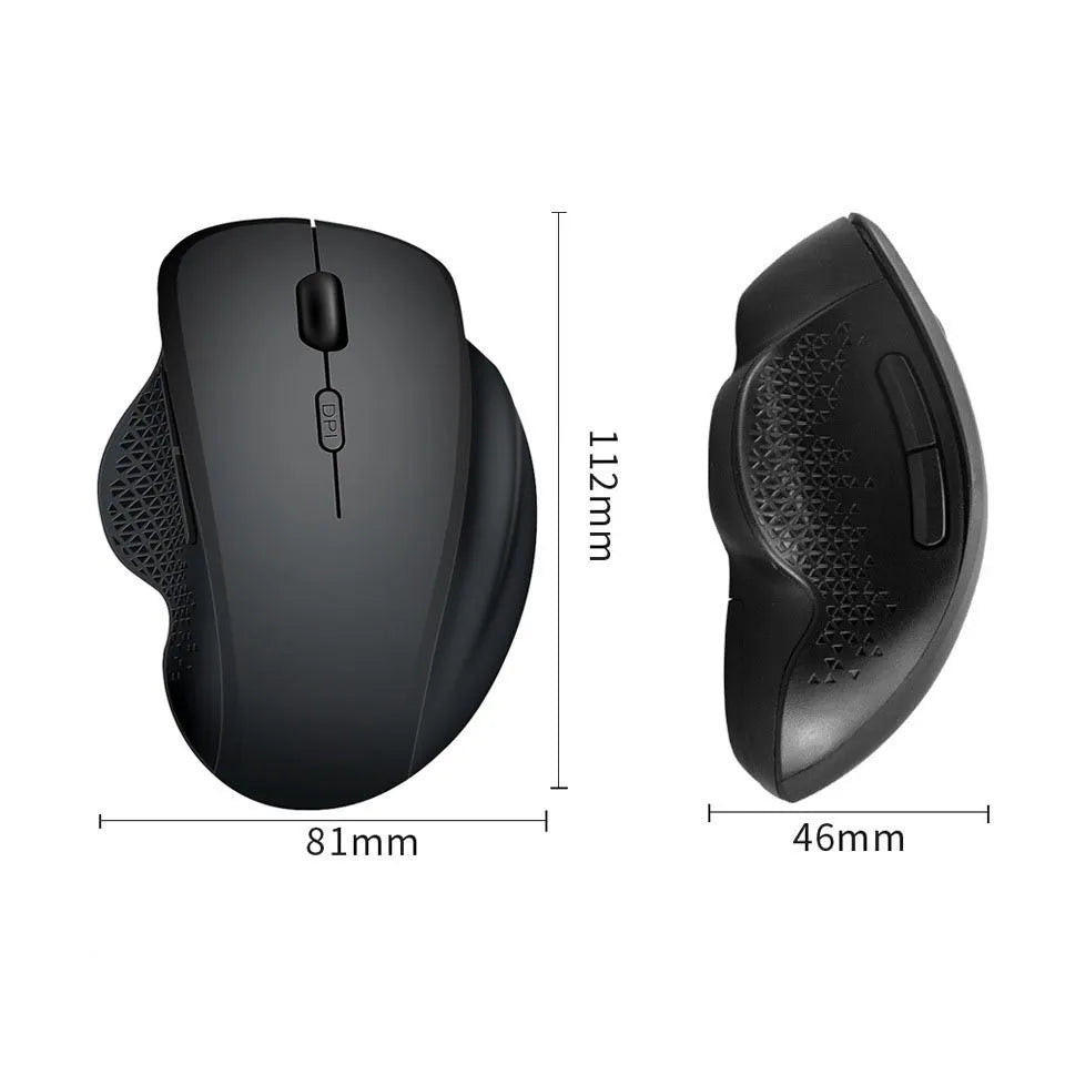 Black or grey wireless laptop mouse with USB charging cable on white background