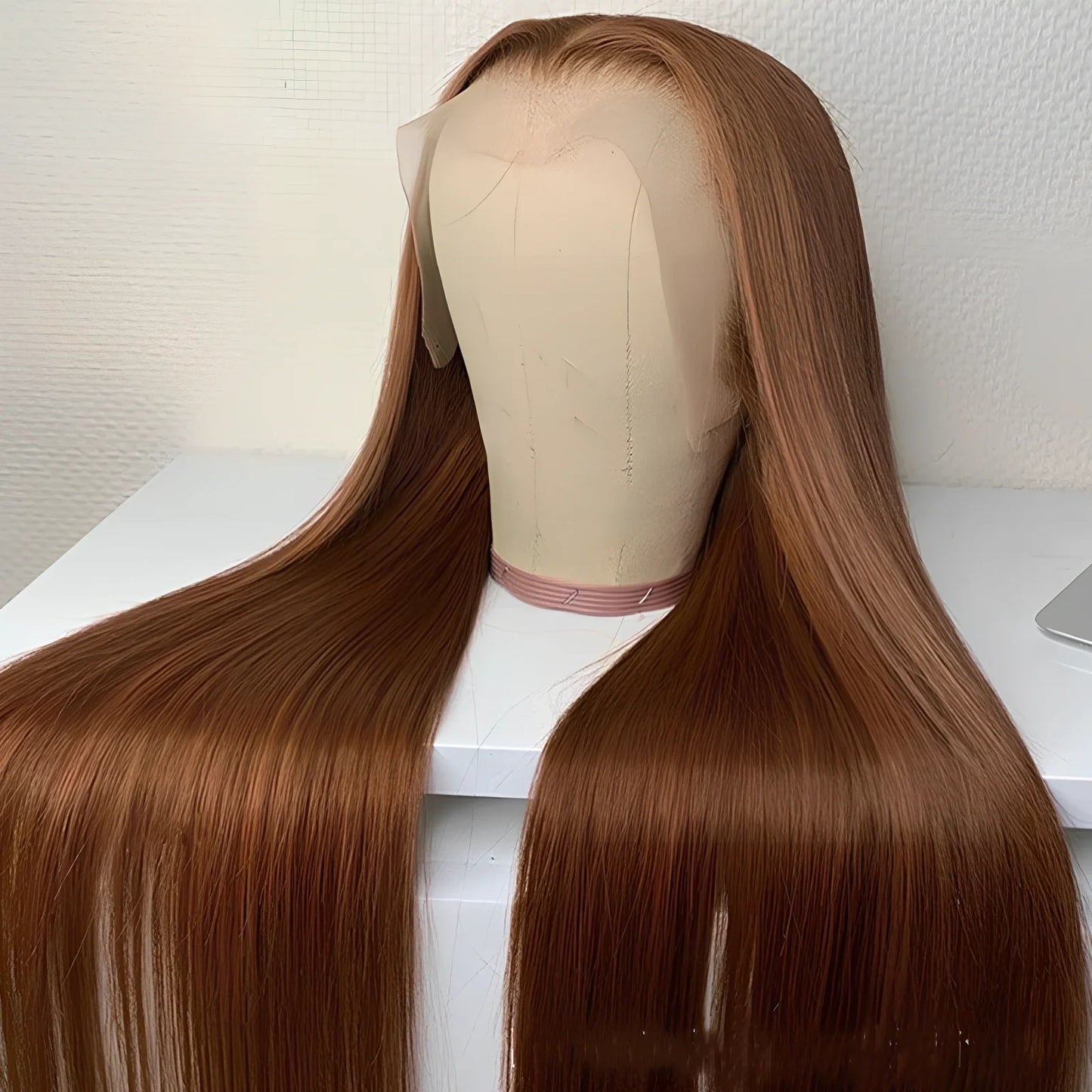 Brown human hair wig with 150% density, 13x6 lace front, lengths 8-30 inches for natural blending