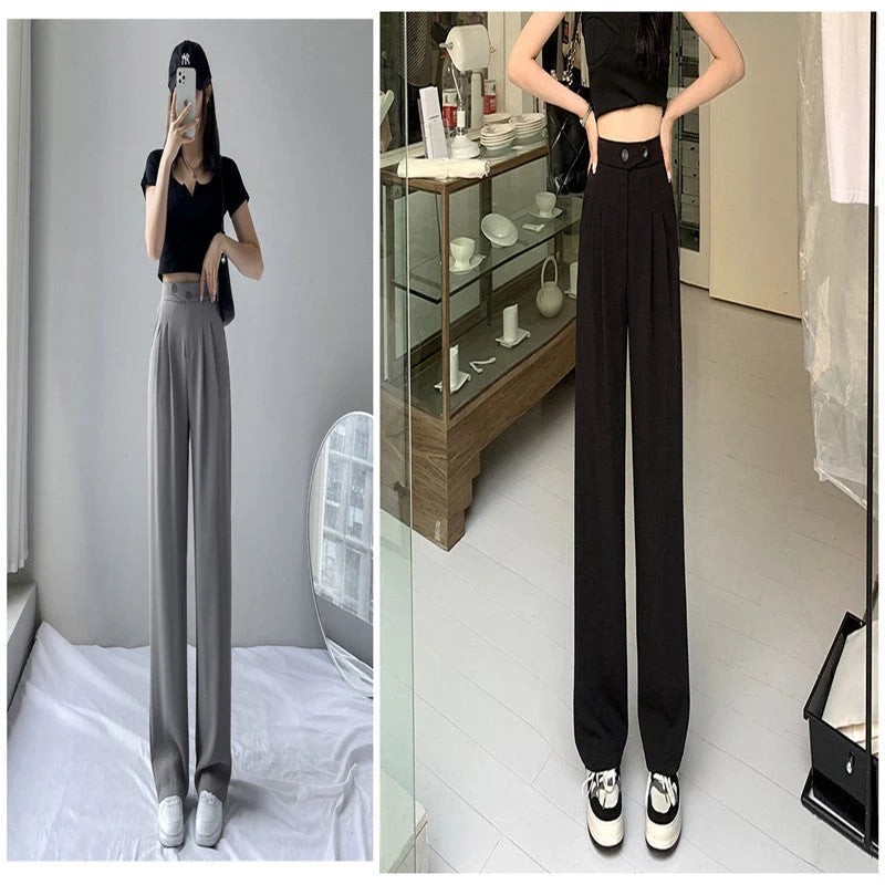 Women's high waist loose drape suit wide leg pants in various colours