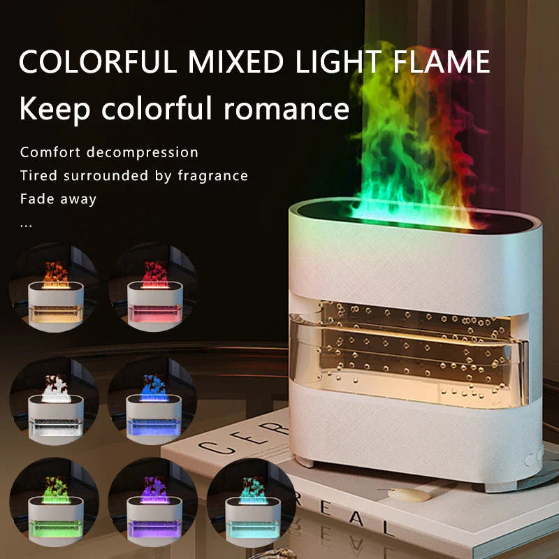 Relaxing Mist Humidifier with Lifelike Flame Effect - Create a Serene Ambiance in Your Home or Office