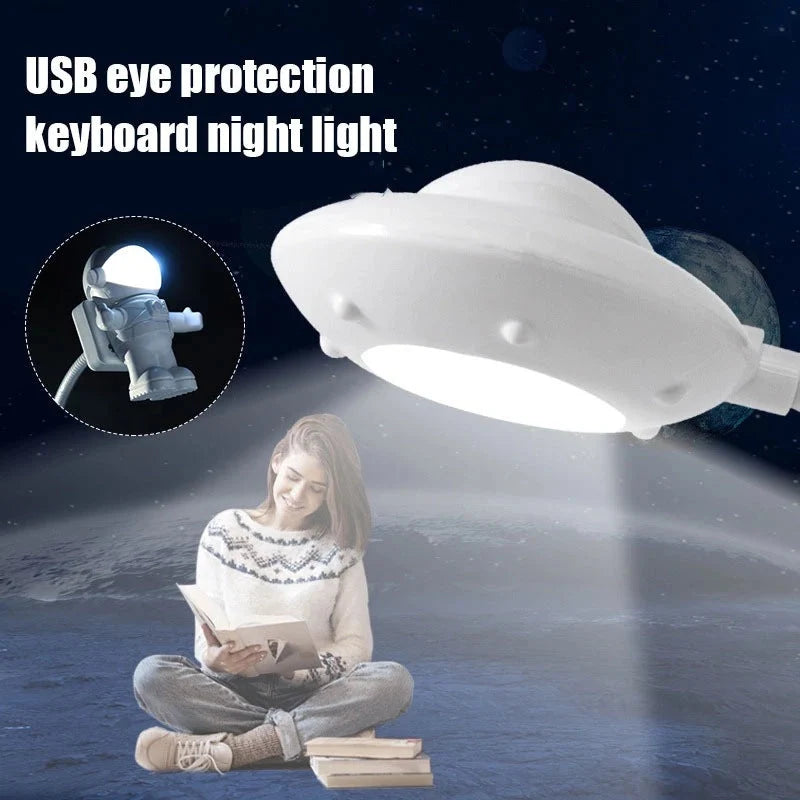 USB Astronaut LED Night Light with adjustable tube in white