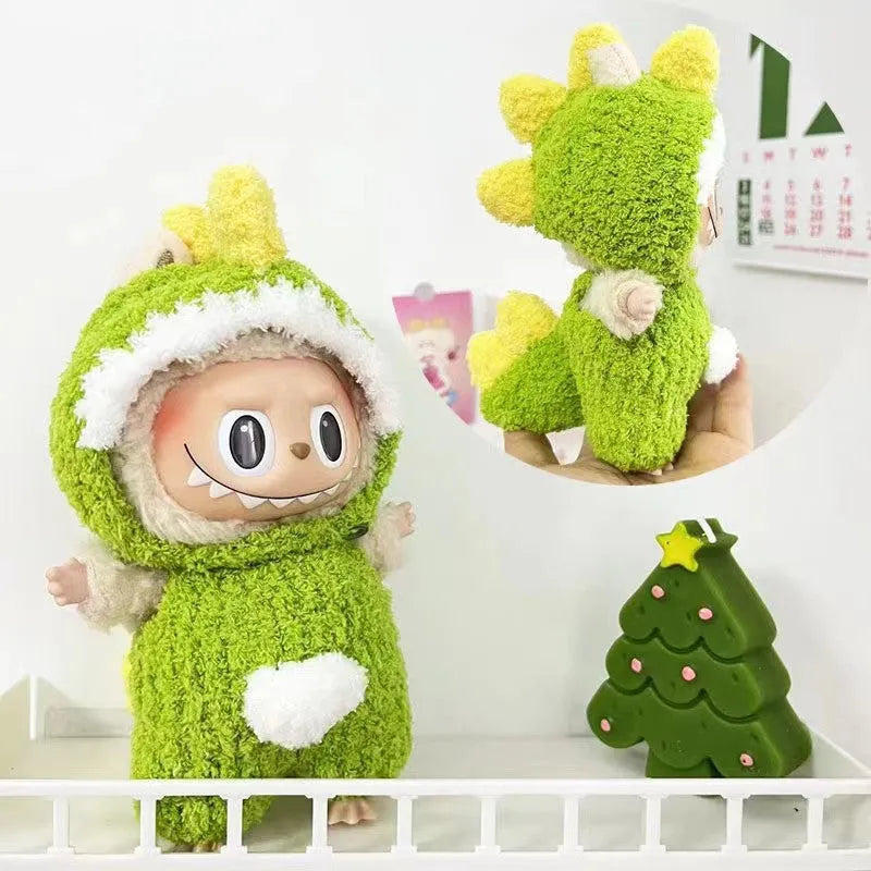 15cm doll clothes pendant in plush fabric, removable and washable, featuring a themed suit design for small dolls