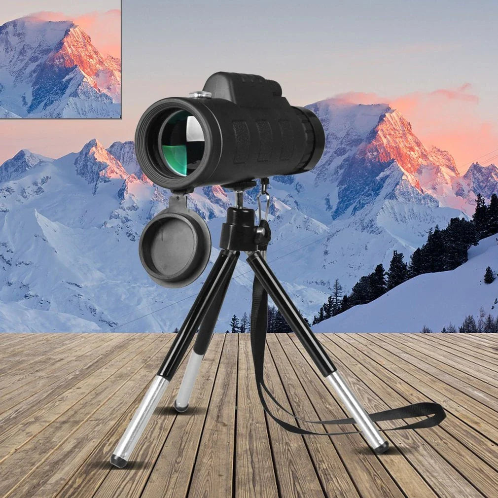 40x60 monocular telescope with compass and phone clip, compact and lightweight for outdoor use