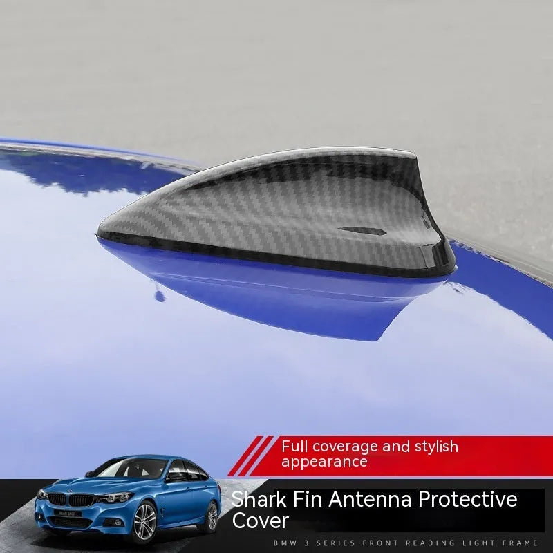BMW shark fin antenna cover in carbon fibre and piano black finishes