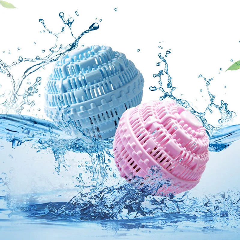 Laundry ball in blue, pink, white, and green for effective clothes cleaning