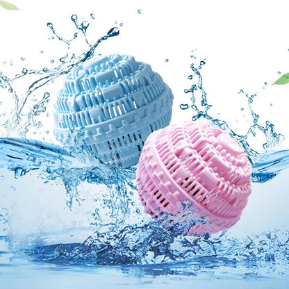 Laundry ball in blue, pink, white, and green for effective clothes cleaning