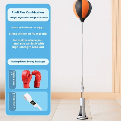 Vertical boxing target with adjustable height mechanism and PU striking surface for home training