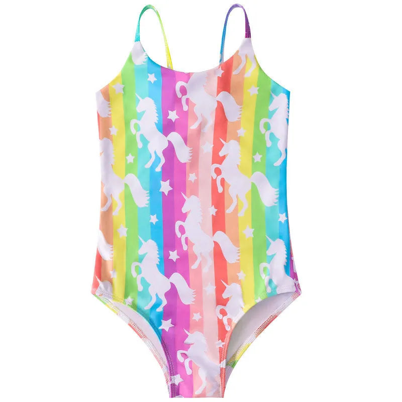 Girls' mermaid one-piece swimsuit in polyester fabric with high elasticity for swimming