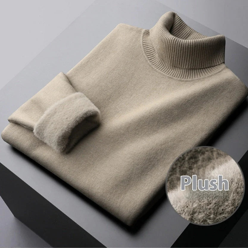 Women's turtle neck winter sweater in various colours, showcasing plush thickening and slim fit