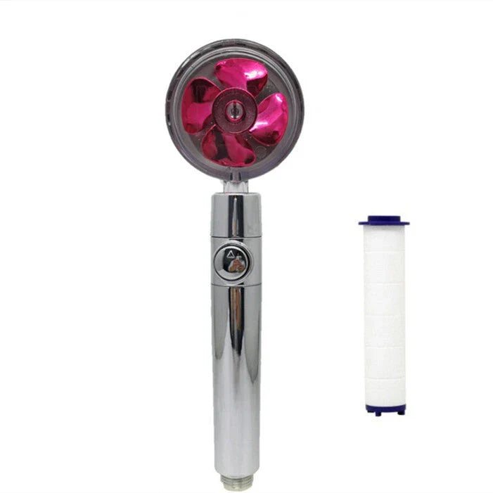 High-pressure handheld shower nozzle with cotton filter and stop button in various colours