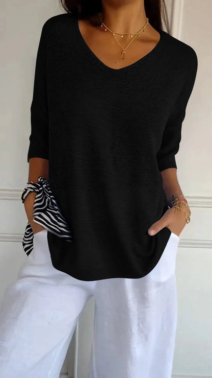Women's Slimming V-neck Long Sleeve Sweater in various colours