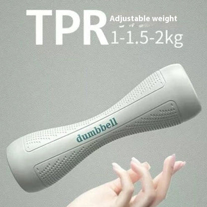 Women's adjustable dumbbells showing blue TPR handles with steel weight blocks