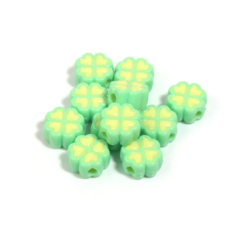 15mm frosted acrylic love clover beads in mixed colours for jewellery making