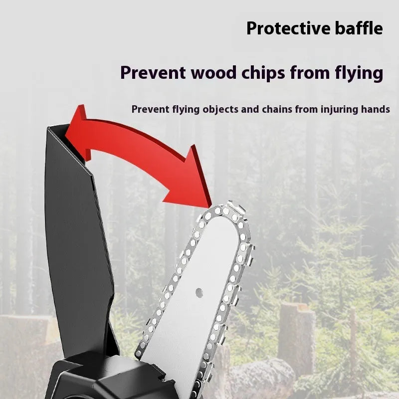 Mini one-hand wireless 4-inch aluminium chainsaw with rechargeable lithium battery for branch cutting