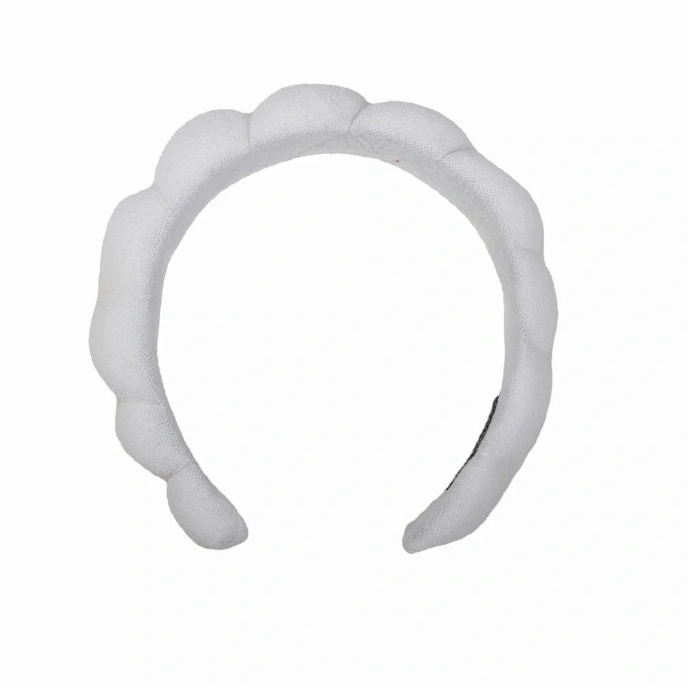 Handmade cloth SPA headband in pink, denim blue, black, or white for facial treatments and showers