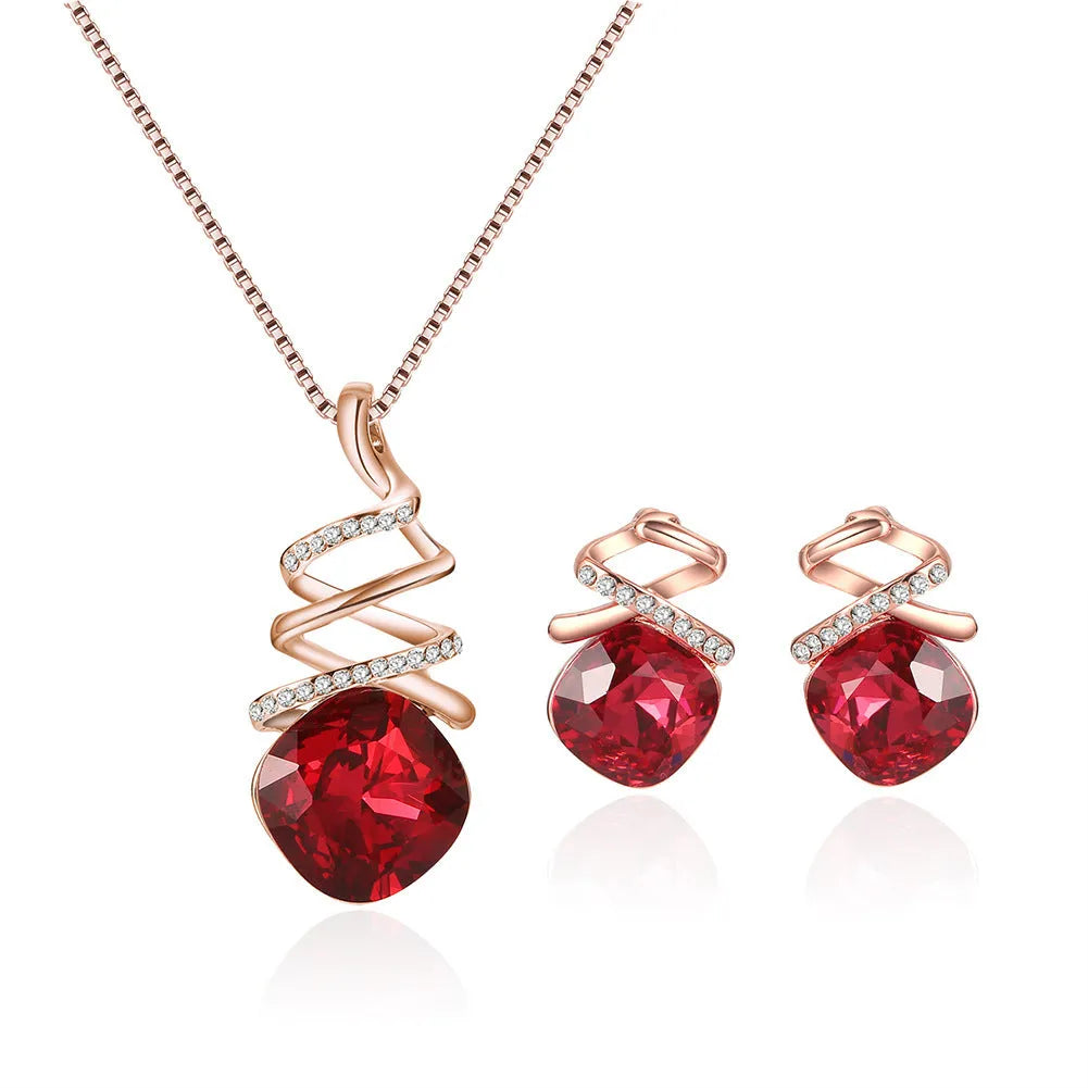 Alloy bridal jewellery set with necklace and matching earrings on a water wave chain.
