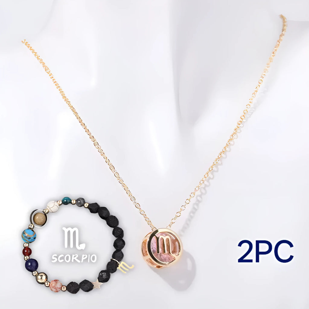 Handmade natural stone beaded necklace and matching bracelet set on a plain background.