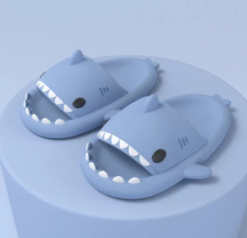 Cozy Shark Slippers with cartoon shark design, waterproof and anti-slip sole, and premium EVA material for comfort