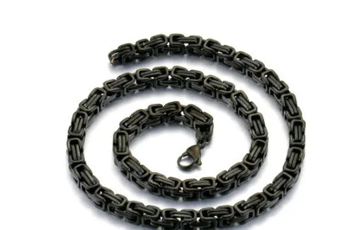 Stainless steel punk necklace in steel colour with 5mm chain and 55cm length