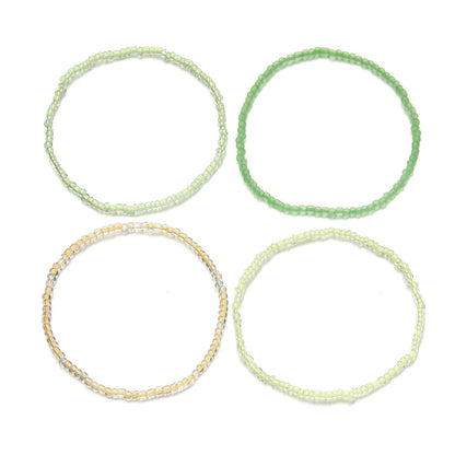 Luminous Bead Colored Beaded Anklet Bracelet in purple blue and yellow green