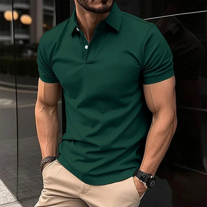 Men's short sleeve cotton polo shirt in a variety of classic colors and sizes