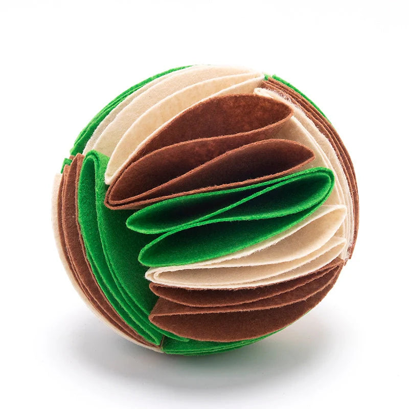 Foldable Dog Snuffle Ball in various colors for pet training and feeding
