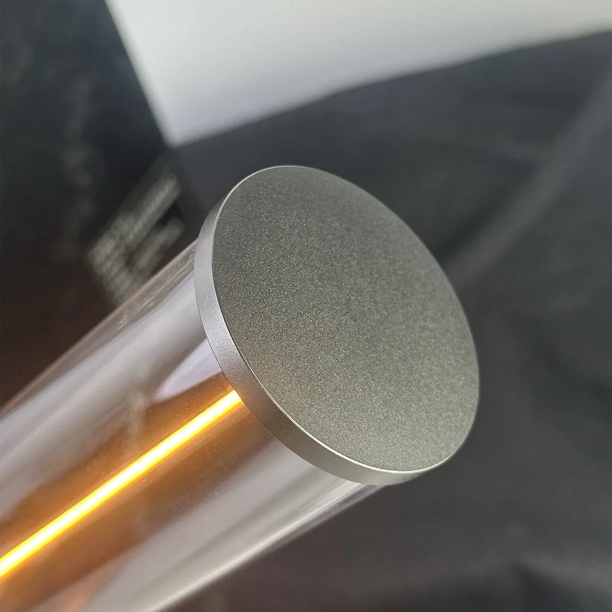 Slender glass LED night light strip with magnetic base, dimensions 53mm by 234mm