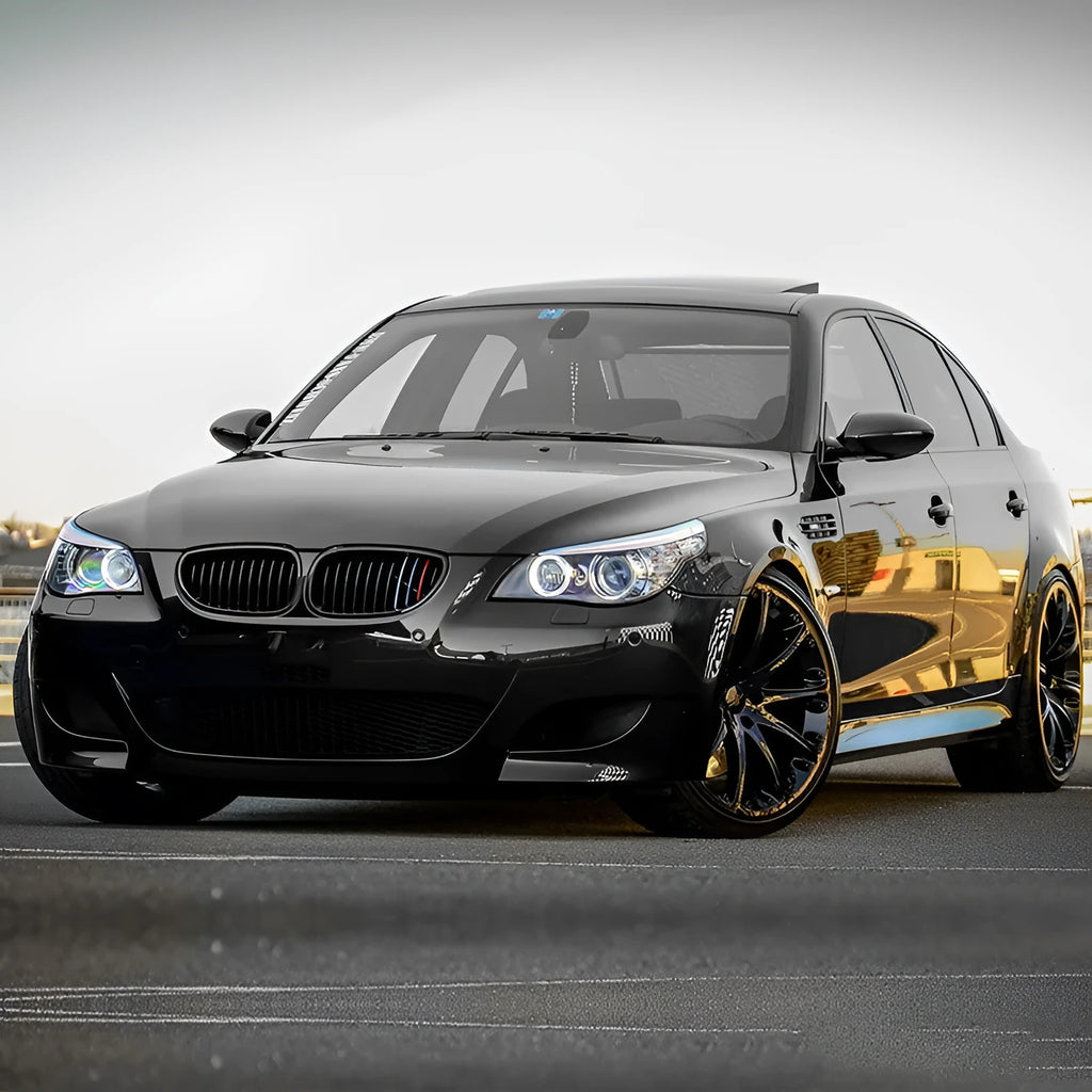 BMW 5-Series E60 carbon fiber style grille replacement with ABS construction