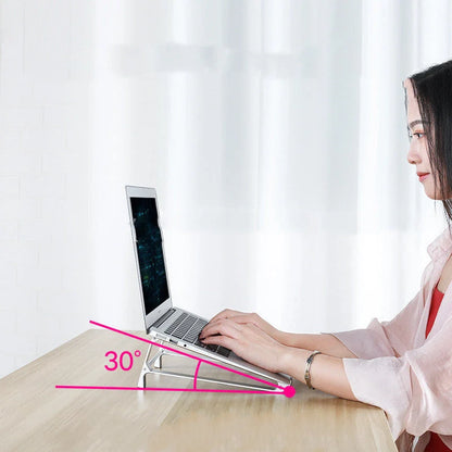 Aluminum alloy portable laptop stand with non-slip silicone pads in Space Gray and Aurora Silver