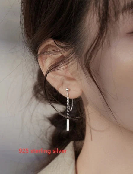 Women's Tassel Simple Stud Earrings in copper or 925 silver with geometric pattern