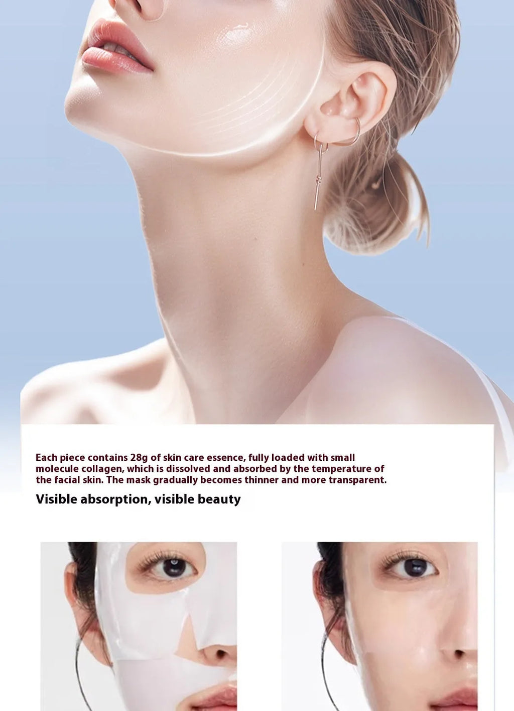 HANJILIAN collagen facial mask box containing five masks with 23ml serum each for autumn winter skincare