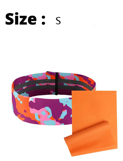 Camouflage anti-slip resistance band in blue, 67-88cm sizes for hip lift yoga training