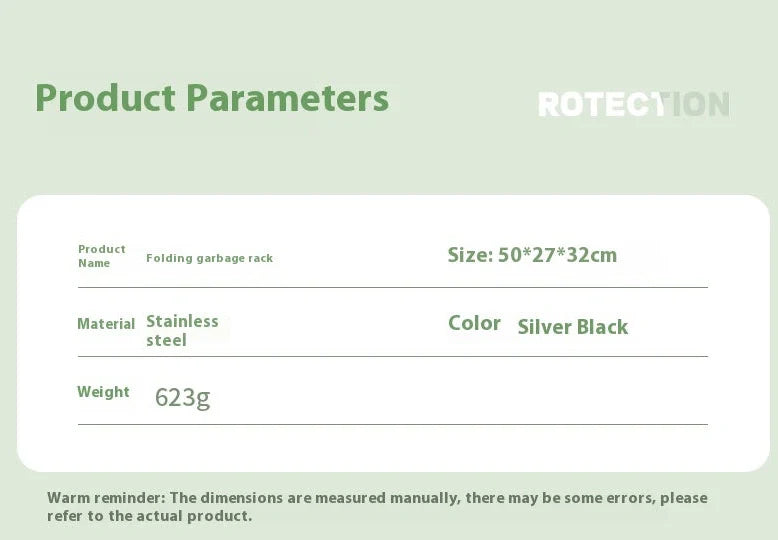 Silver stainless steel folding garbage bag bracket with Korean-style design for outdoor use