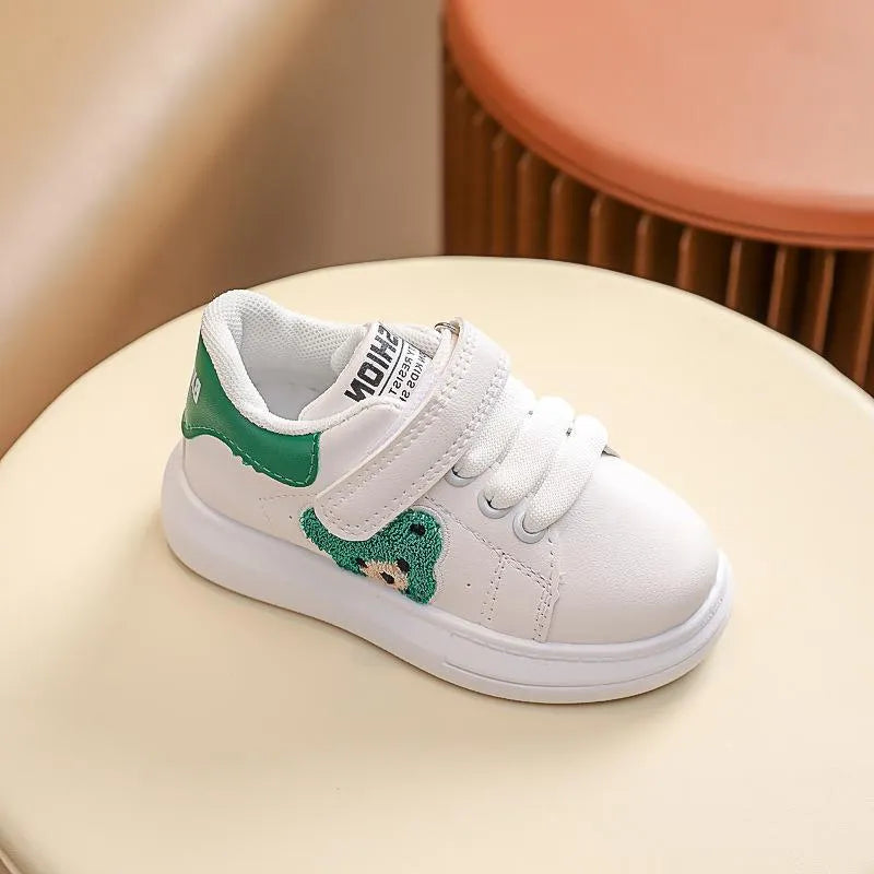 Baby Bear cartoon design children's sports shoes in artificial leather with rubber sole