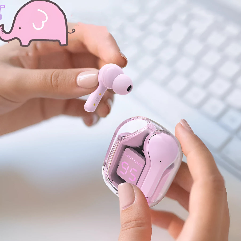 Wireless Bluetooth headset with LED digital battery display in multiple colour options