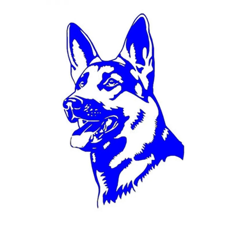 Reflective hunting dog Alsace shepherd silhouette car sticker measuring 13cm by 8cm.