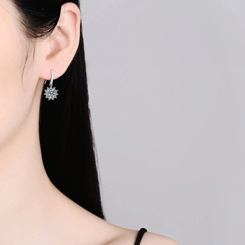 SUNFLOWER Ear Hook in white gold colour with detailed flower design