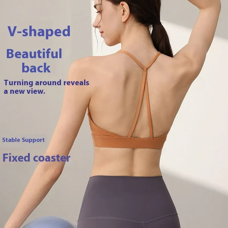 Women's nylon sports vest with fixed double-shoulder straps in green tea green colour