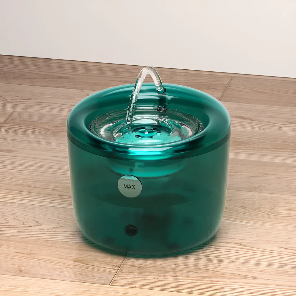 Grey automatic circulating filter water fountain for pets with USB power connection